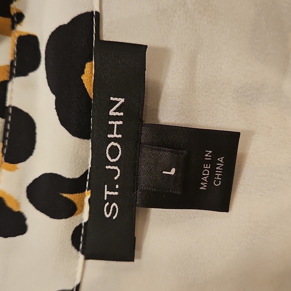 💕ST. JOHN💕 Printed Silk Dress ~ 100% Silk White Cheetah Print Large - Picture 9 of 10